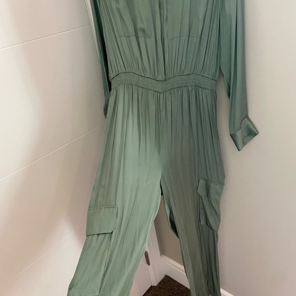 Maje green silk cargo jumpsuit - Picture 3 of 3